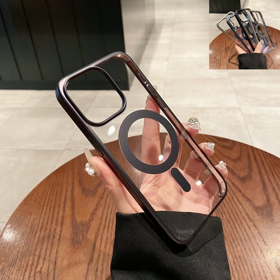 ELEHOLD for iPhone 15 Pro Case 6.1", Transparent Clear Back Cover Original Color Compatible with Magsafe Magnetic Shockproof Anti-Scratch Case for Apple iPhone 15 Pro - Black