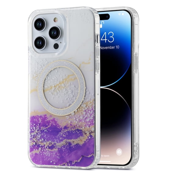 ELEHOLD for iPhone 15 Pro Case Compatible with MagSafe,Cute Marble Pattern iPhone 15 Pro Case Shockproof TPU Bumper Durable Cover Slim Lightweight Phone Case for Women Girls,D