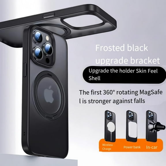 ELEHOLD For iPhone 15 Pro Case, MagSafe Compatible Case [Military-Grade Drop Protection] with 360° Rotable Ring Stand, Rugged Magnetic Phone Cover, Black