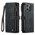 thumbnail image 1 of ELEHOLD for iPhone 15 Pro Case for Men Women Wallet Case, Premium Leather Shockproof Purse Case with Credit Card Slots Zipper Pocket Anti-Loss Wriststrap for iPhone 15 Pro 6.1 Inch,Black, 1 of 8