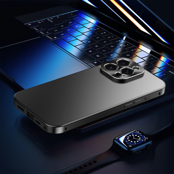 ELEHOLD for iPhone 15 Pro Case, Military Grade Matte Slim Anti-Fingerprint Metal Magnetic Bumper Frame Slim Hard Shock-Absorbent Phone Case Cover for iPhone 15 Pro,Black