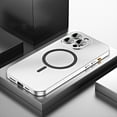 thumbnail image 1 of ELEHOLD for iPhone 15 Pro Case Rugged Metal Alloy Bumper Matte Back Case with Camera Lens Protective Film Safety Lock Clasp Slim Lightweight Shockproof Case Compatible with Mag Safe,silver, 1 of 8