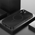 thumbnail image 1 of ELEHOLD for iPhone 15 Pro Case Rugged Metal Alloy Bumper Matte Back Case with Camera Lens Protective Film Safety Lock Clasp Slim Lightweight Shockproof Case Compatible with Mag Safe,black, 1 of 8