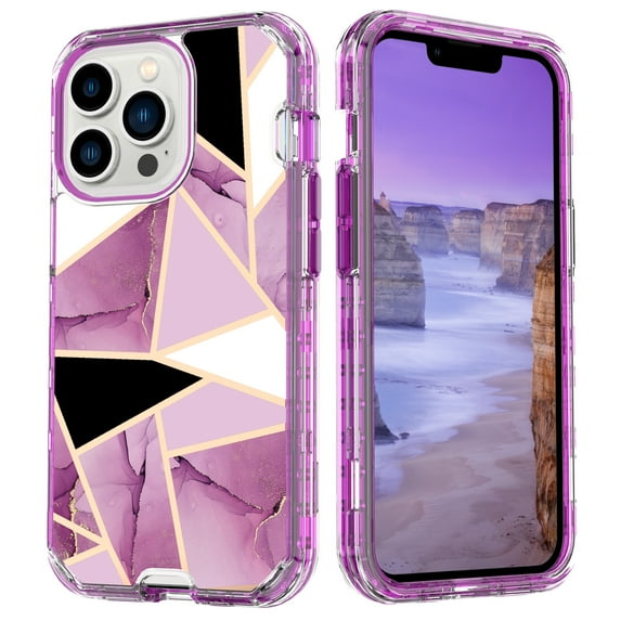 ELEHOLD for iPhone 15 Pro Case, Slim Hybrid Hard PC Soft TPU Bumper Protective Cover Cute Fashion Marble Pattern 3 in 1 Shockproof Anti-scratch for Women Girls iPhone 15 Pro 6.1" Phone Case,O