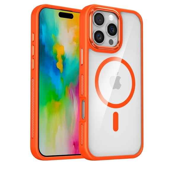 ELEHOLD for iPhone 15 Pro Clear Case, Compatible with Mag Safe Accessory Military-Grade Drop Protection Slim Clear Rugged Shockproof Case for iPhone 15 Pro,Orange