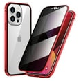 thumbnail image 1 of ELEHOLD for iPhone 15 Pro Max 6.7 inch Privacy Case, Anti-Peeping Glass Double Metal Side Clear Tempered Glass Privacy Screen Protector Anti-Fall Shockproof Powerful Magnetic Slim Case,Red, 1 of 6