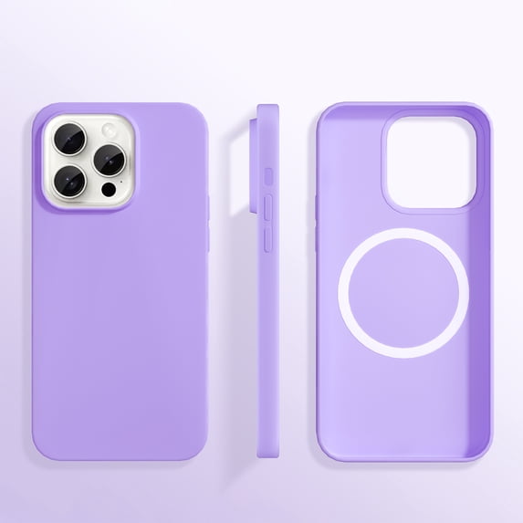 ELEHOLD for iPhone 15 Pro Max Case,Compatible with MagSafe Colorful Anti-Scratch Soft Microfiber Lining Full Body Protective Shockproof Ultra Slim Phone Case for iPhone 15 Pro Max,Lilacviolet