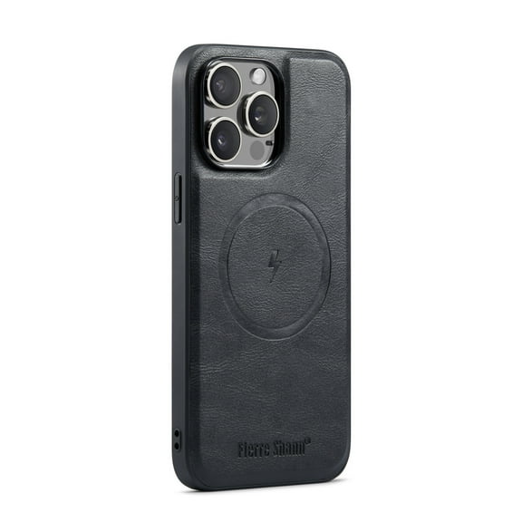 ELEHOLD for iPhone 15 Pro Max Case,Magnetic Premium PU Leather Business Classic Soft Silicone Bumper Ultra Slim Shockproof  Protective Case for Women Men for iPhone 15 Pro Max,Black