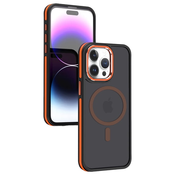 ELEHOLD for iPhone 15 Pro Max Case Matte Translucent Case Slim Thin Lightweight Compatible with MagSafe Magnetic Anti-Fingerprint Shockproof Case for iPhone 15 Pro Max,orange