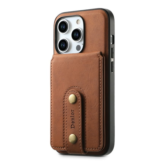 ELEHOLD for iPhone 15 Pro Max Case,Retro PU Leather Compatible with Mag Safe Accessory Detachable Card Holder Kickstand Shockproof Wallet Phone Case for iPhone 15 Pro Max,Brown