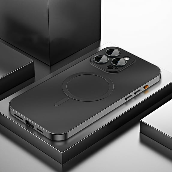 ELEHOLD for iPhone 15 Pro Max Case Rugged Metal Alloy Bumper Matte Back Case with Camera Lens Protective Film Safety Lock Clasp Slim Lightweight Shockproof Case Compatible with Mag Safe,grey