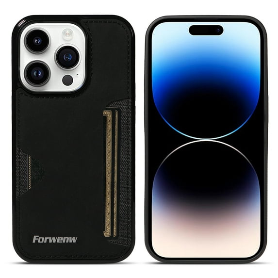 ELEHOLD for iPhone 15 Pro Max Case Vintage Premium PU Leather Wallet Case with Back Credit Card Holder Slim Thin Lightweight Shockproof iPhone 15 Pro Max Phone Case 6.7 inch, Black