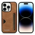 thumbnail image 1 of ELEHOLD for iPhone 15 Pro Max Case Vintage Premium PU Leather Wallet Case with Back Credit Card Holder Slim Thin Lightweight Shockproof iPhone 15 Pro Max Phone Case 6.7 inch, Brown, 1 of 7