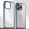 thumbnail image 1 of ELEHOLD for iPhone 15 Pro Max Clear Case Plating Aluminium Metal Frame Transparent Clear Cover Slim Thin Anti-Yellowing Shockproof Rugged Case for iPhone 15 Pro Max 6.7 Inch - Darkblue, 1 of 1