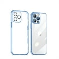 thumbnail image 1 of ELEHOLD for iPhone 15 Pro Max Clear Case,Transparent Crystal Clear Slim Lightweight Shockproof with Camera Lens Protective Film Rugged Glass Case for iPhone 15 Pro Max 6.7 Inch,Blue, 1 of 6