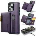 thumbnail image 1 of ELEHOLD for iPhone 15 Pro Max Detachable Wallet Case Premium PU Leather 2-in-1 Magnetic Removable Zipper Card Holders RFID Blocking Logo Hollow View Shockproof Protection Kickstand Case,purple, 1 of 8