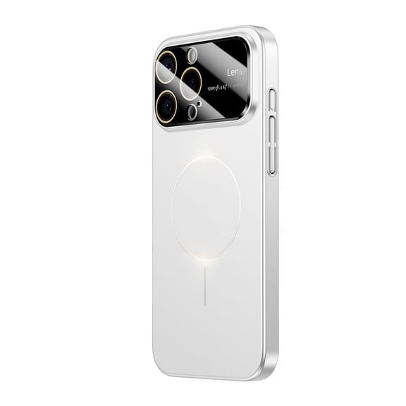 ELEHOLD For iPhone 15 Pro Max Hard PC Shockproof Case Slim Magnetic Rugged Cover, Mag Safe Compatible, Lens All-inclusive Design, with 9HD Lens Protecor,  White