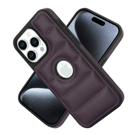 ELEHOLD for iPhone 15 Pro Max Leather Case Luxury Premium PU Leather Logo Cutout View Full Coverage Slim Lightweight Non-Slip Shockproof Protective Case for iPhone 15 Pro Max,purple