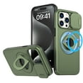 thumbnail image 1 of ELEHOLD for iPhone 15 Pro Max Magnetic Case,Rugged Hard PC Protective Case with Rotation Ring Holder Kickstand Sliding Camera Protector Compatible with Mag Safe for  iPhone 15 Pro Max, Olivegreen, 1 of 6