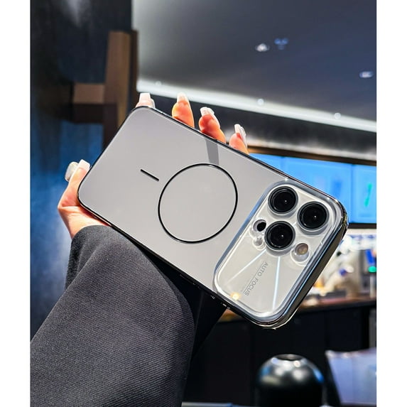 ELEHOLD for iPhone 15 Pro Max Magnetic Rugged Case Cover with Camera Lens Protector,Shockproof Anti-Scratch Shock-Absorbent Hard PC+TPU Protective Case,Gray