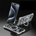 thumbnail image 1 of ELEHOLD for iPhone 15 Pro Max Premium Metal Frameless Bumper Case, Luxury Metal Ring Kickstand Magnetic Holder Shockproof Anti-Scratch Slim Borderless Protective Case for iPhone 15 Pro Max,Gray, 1 of 11