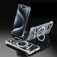 thumbnail image 1 of ELEHOLD for iPhone 15 Pro Max Premium Metal Frameless Bumper Case, Luxury Metal Ring Kickstand Magnetic Holder Shockproof Anti-Scratch Slim Borderless Protective Case for iPhone 15 Pro Max,Silver, 1 of 11