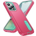 thumbnail image 1 of ELEHOLD for iPhone 15 Pro Max Rugged Protective Case Multi Layer Shockproof Hidden Kickstand Hybrid Silicone Hard PC Cover for iPhone 15 Pro Max,Rose+Mint, 1 of 8