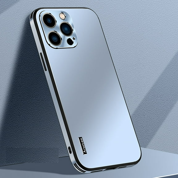 ELEHOLD for iPhone 15 Pro Max Slim Case, Metallic Metal Frame All-inclusive Camera Lens Protection Slim Lightweight Shockproof Anti-Scratch Glossy Case for iPhone 15 Pro Max 6.7" - Blue
