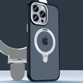 thumbnail image 1 of ELEHOLD for iPhone 15 Pro Max Slim Matte Case,Mag Safe Magnetic Translucent Frosted with Foldable Ring Holder Stand Shockproof Protective Case Cover for iPhone 15 Pro Max,Silver, 1 of 6