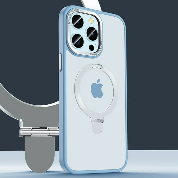 ELEHOLD for iPhone 15 Pro Max Slim Matte Case,Mag Safe Magnetic Translucent Frosted with Foldable Ring Holder Stand Shockproof Protective Case Cover for iPhone 15 Pro Max,Blue