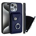 thumbnail image 1 of ELEHOLD for iPhone 15 Pro Max Wallet Case PU Leather Organ Card Slots Holders Magnetic Button Finger Ring Holder Stand Shockproof Full Protective Case,blue, 1 of 7