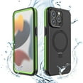 thumbnail image 1 of ELEHOLD for iPhone 15 Pro Max Waterproof Case,IP68 Underwater Full Body Protection with Built-in Screen Protector Compatible with Mag Safe Magnetic Case Invisible Ring Stand Shockproof Cover,Green, 1 of 5