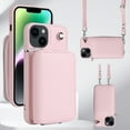 thumbnail image 1 of ELEHOLD for iPhone 15 Pro Max Zipper Wallet Case with Hand& Shoulder Strap,Detachable RFID Blocking Card Slots PU Leather Stand Shockproof Protective Phone Cover for iPhone 15 Pro Max,Pink, 1 of 10
