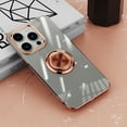 thumbnail image 1 of ELEHOLD for iPhone 15 Pro Plating Clear Case,Transparent Case with Ring Holder Kickstand Work with Magnetic Car Mount Shockproof  Protective Cover Phone Case for iPhone 15 Pro,Rosegold, 1 of 10