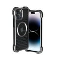 thumbnail image 1 of ELEHOLD for iPhone 15 Pro Rugged Case, Heavy Duty Aluminum Alloy Bumper Carbon Fiber Texture Armor Metal Case Shockproof Magnetic Cover MagSafe Compatible for iPhone 15 Pro 6.1",Gray, 1 of 10