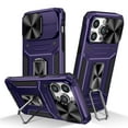 thumbnail image 1 of ELEHOLD for iPhone 15 Pro Rugged Heavy Duty Case,with Slide Camera Lens Protector Rotating Ring Holder Kickstand Work with Magnetic Car Mount Holder Shockproof Case for iPhone 15 Pro,Purple, 1 of 10