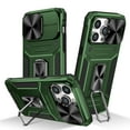 thumbnail image 1 of ELEHOLD for iPhone 15 Pro Rugged Heavy Duty Case,with Slide Camera Lens Protector Rotating Ring Holder Kickstand Work with Magnetic Car Mount Holder Shockproof Case for iPhone 15 Pro,Darkgreen, 1 of 10