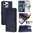 thumbnail image 1 of ELEHOLD for iPhone 15 Pro Wallet Case, Embossed Cat PU Leather RFID Blocking Credit Card Slot Kickstand Support Wireless Charging Shockproof Case with Crossbody Strap for iPhone 15 Pro,Blue, 1 of 11