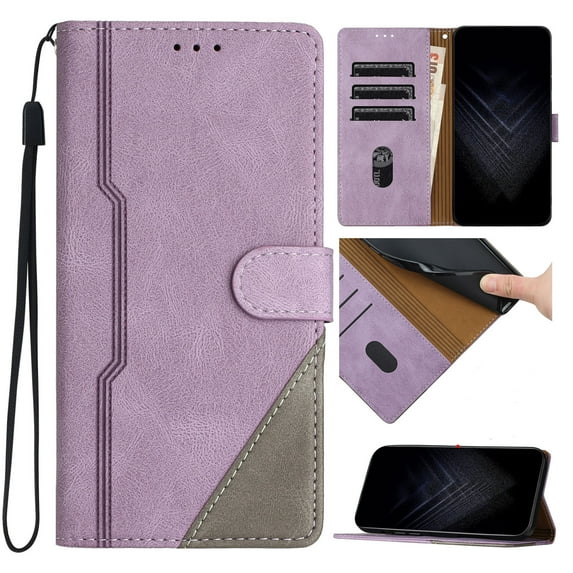 ELEHOLD for iPhone 15 Pro Wallet Case, Flip Folio Case, Card Holders Kickstand Function Magnetic Clasp Shockproof Slim Leather Wallet Case Cover for iPhone 15 Pro 6.1" ,Purple