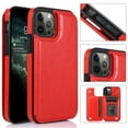 thumbnail image 1 of ELEHOLD for iPhone 15 Pro Wallet Case , Ultra Slim Luxury Premium Leather Card Holder Kickstand Shockproof Magnetic Clasp Protective Case for iPhone 15 Pro,Red, 1 of 9