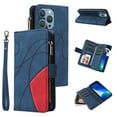 thumbnail image 1 of ELEHOLD for iPhone 15 Pro Wallet Case Zipper Pocket Large Capacity Card Slots Flip Stand Magnetic Phone Cover design for iPhone 15 Pro 6.1 Inch with Wrist Strap Purse Case, Blue, 1 of 11