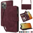 thumbnail image 1 of ELEHOLD for iPhone 15 Pro Wallet Crossbody Case,Large Capacity Card Slots Zipper Purse Kickstand Function Magnetic Clasp Shoulder Strap Wrist Lanyard Flip Leather Case for iPhone 15 Pro,Winered, 1 of 6