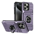thumbnail image 1 of ELEHOLD for iPhone 15 Rugged Hard Case with Metal Ring Holder Kickstand Work with Magnetic Car Mount Hidden Card Slot Pocket Shockproof Anti-Drop Armor Protective Cover,Violet, 1 of 7