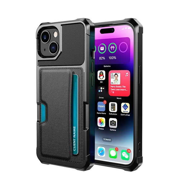 ELEHOLD for iPhone 15 Wallet Case, Premium Leather Case with Back Card Holder Shockproof Protective Case Work with Magnetic Car Mount Holder for iPhone 15,Black