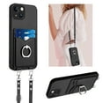 thumbnail image 1 of ELEHOLD for iPhone 15 Wallet Case,Soft PU Leather 360°Rotation Ring Kickstand Card Holder Anti-Drop Shockproof Protective Case with Crossbody Strap for iPhone 15,Black, 1 of 6