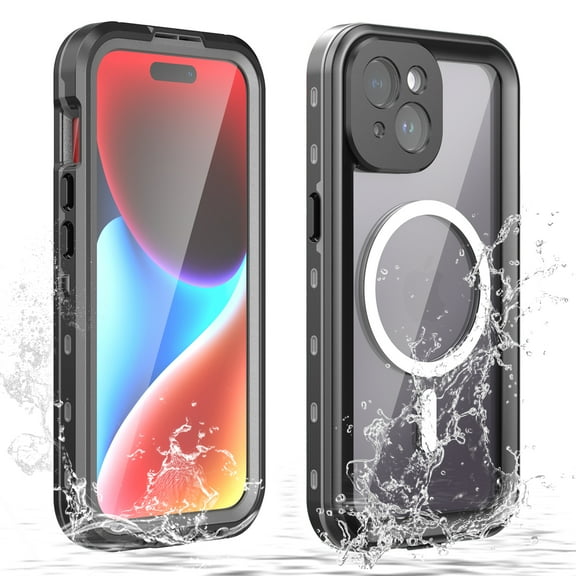 ELEHOLD for iPhone 15 Waterproof Case, Built-in Screen Protector Full-Body Rugged Shockproof Military Drop Proof Dustproof IP68 Underwater Heavy Duty Magnetic Case for iPhone 15 - 6.1inch,Black