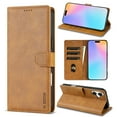 thumbnail image 1 of ELEHOLD for iPhone 16 Case,Business Premium Folio PU Leather Magnetic Closure Card Holder Kickstand Shockproof Protective Wallet Case for iPhone 16,Brown, 1 of 5