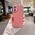 thumbnail image 1 of ELEHOLD for iPhone 16 Case, Compatible with Mag Safe Accessory 2 in 1 Shockproof Heavy Duty Protection Full Body Rugged Slim Durable Case for iPhone 16 ,Darkpink, 1 of 5