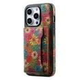 thumbnail image 1 of ELEHOLD for iPhone 16 Case, Compatible with Mag Safe Accessory Flower Luxury Leather Detachable Card Holder Kickstand Shockproof Wallet Case for iPhone 16,Green, 1 of 8