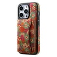thumbnail image 1 of ELEHOLD for iPhone 16 Case, Compatible with Mag Safe Accessory Flower Luxury Leather Detachable Card Holder Kickstand Shockproof Wallet Case for iPhone 16,Red, 1 of 8